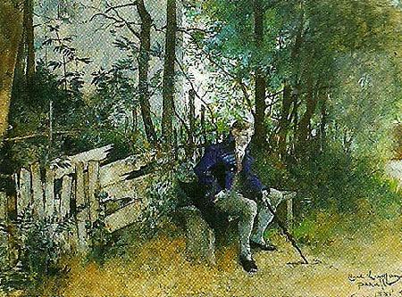 Carl Larsson ung man i park china oil painting image